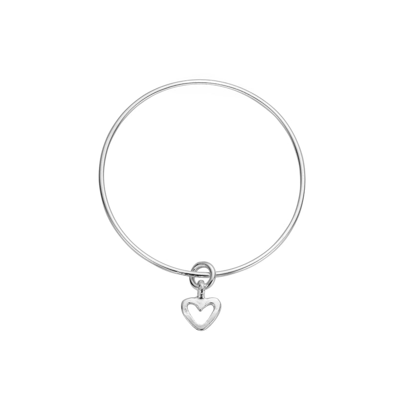 Silver Mini Open Heart Bangle