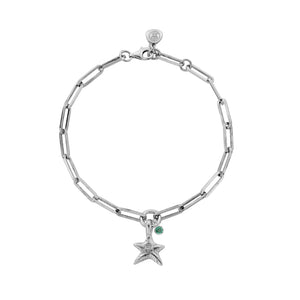 Silver Emerald Mini Star Trace Chain Bracelet