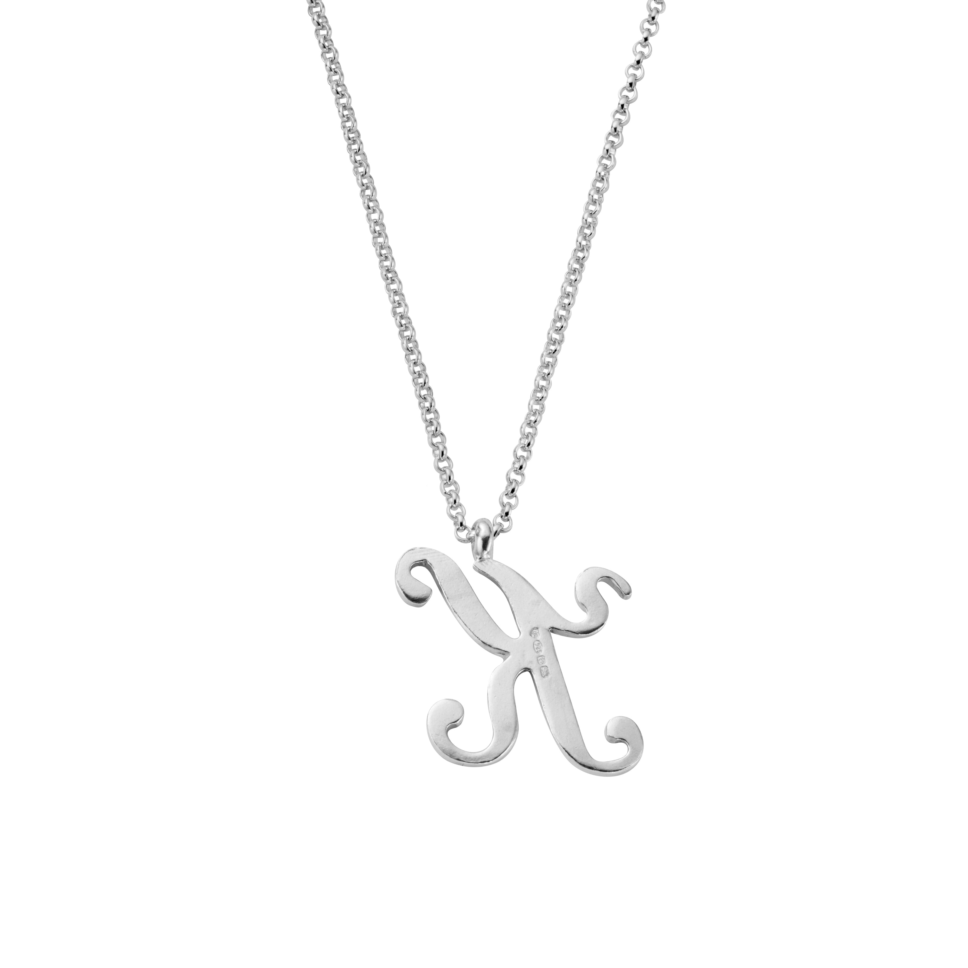 Silver Large Letter Necklace