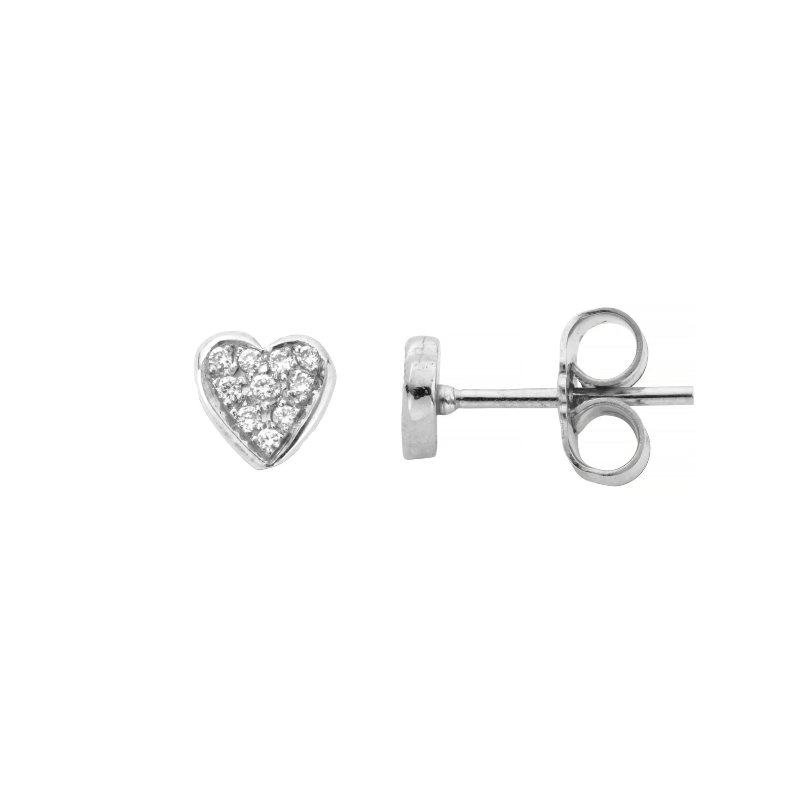 Silver Pavé Diamond Tiny Sweetheart Ear Charm Set