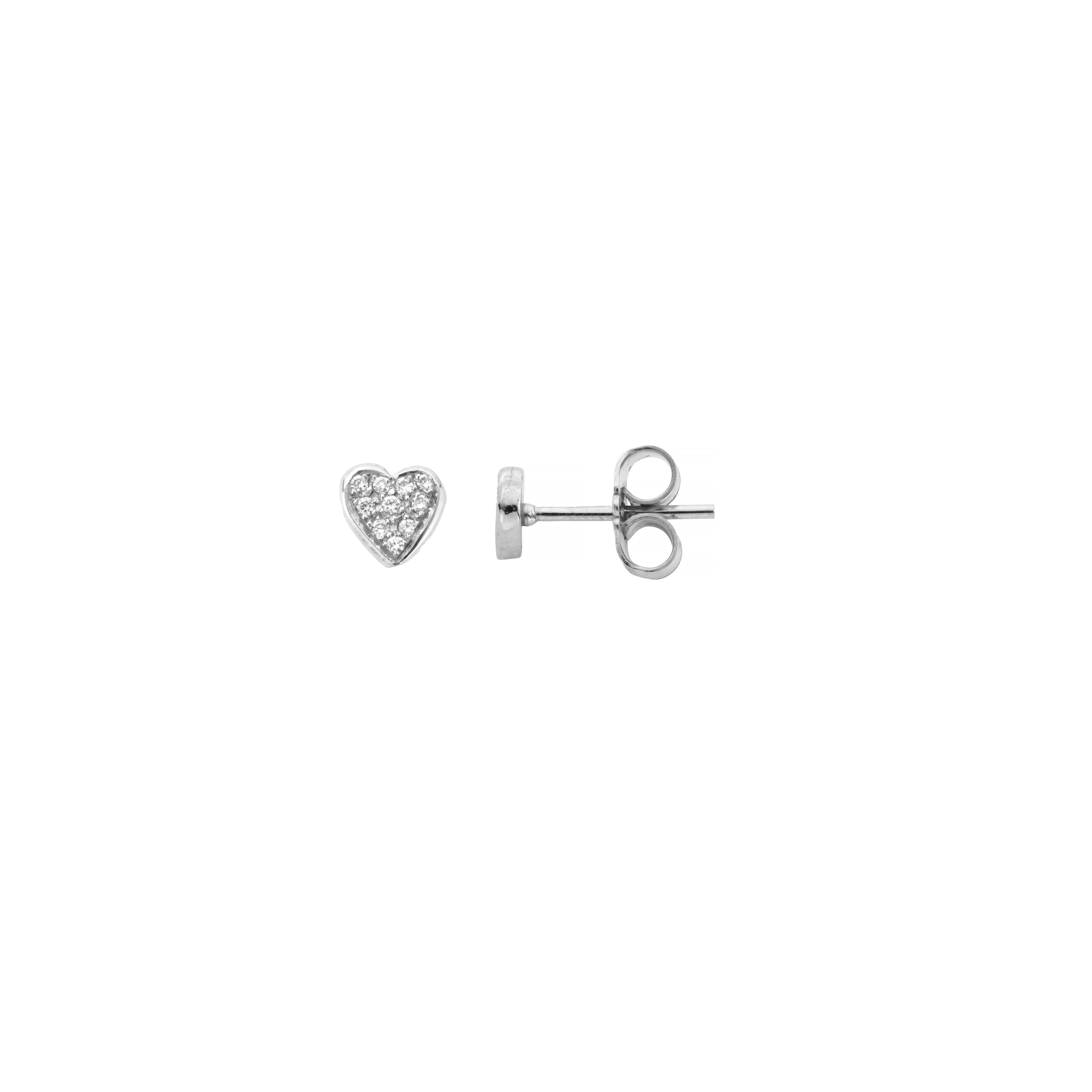Silver Pavé Diamond Tiny Sweetheart Ear Charm Set