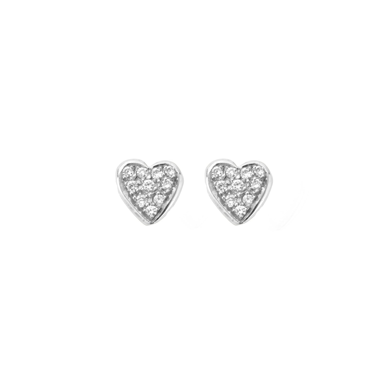 Silver Pavé Diamond Tiny Sweetheart Ear Charm Set