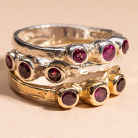 Silver Ruby Trinity Ring