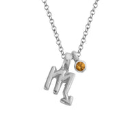 Silver Mini Scorpio Horoscope & Citrine Birthstone Necklace