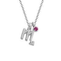 Silver Mini Scorpio Horoscope & Tourmaline Birthstone Necklace