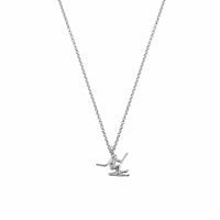 Silver Skier Necklace