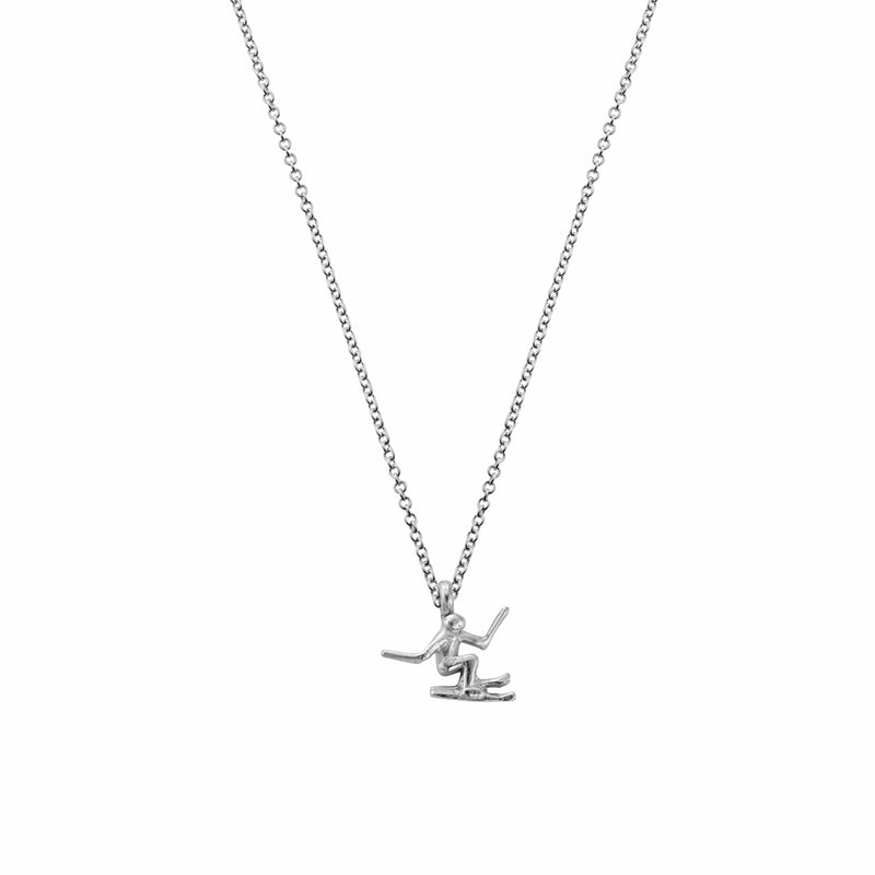 Silver Skier Necklace