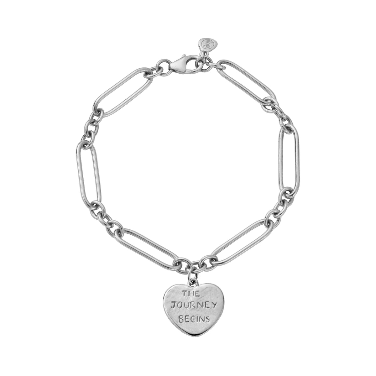 Silver 'The Journey Begins' Heart Token Bracelet
