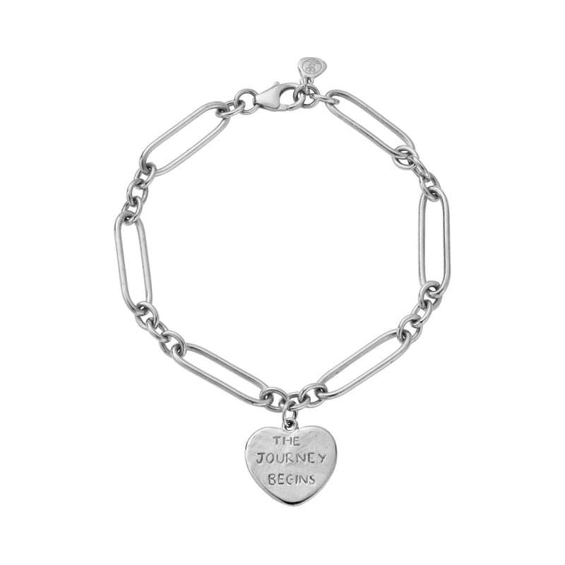 Silver 'The Journey Begins' Heart Token Bracelet