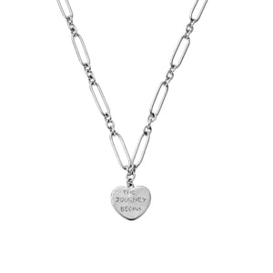 Silver 'The Journey Begins' Heart Token Necklace