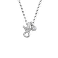 Silver Mini Taurus Horoscope & Diamond Birthstone Necklace