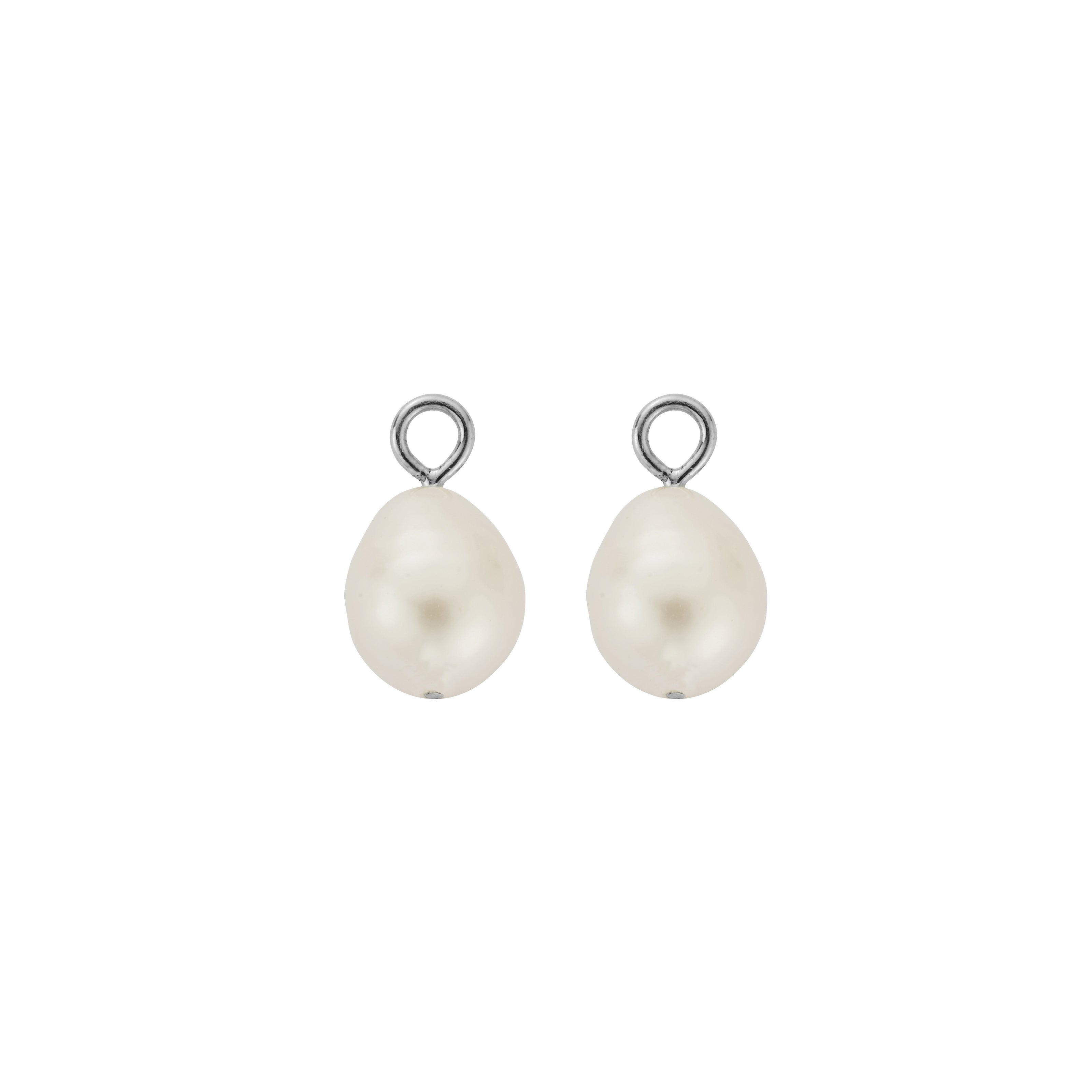 Silver Teardrop Pearl Earring Charms