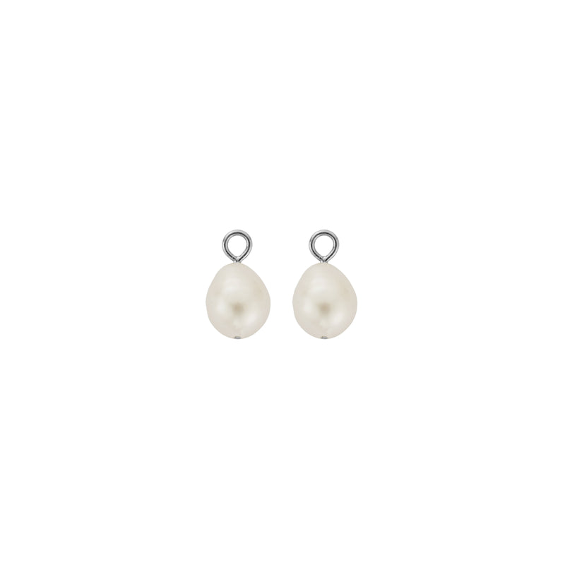 Silver Teardrop Pearl Earring Charms