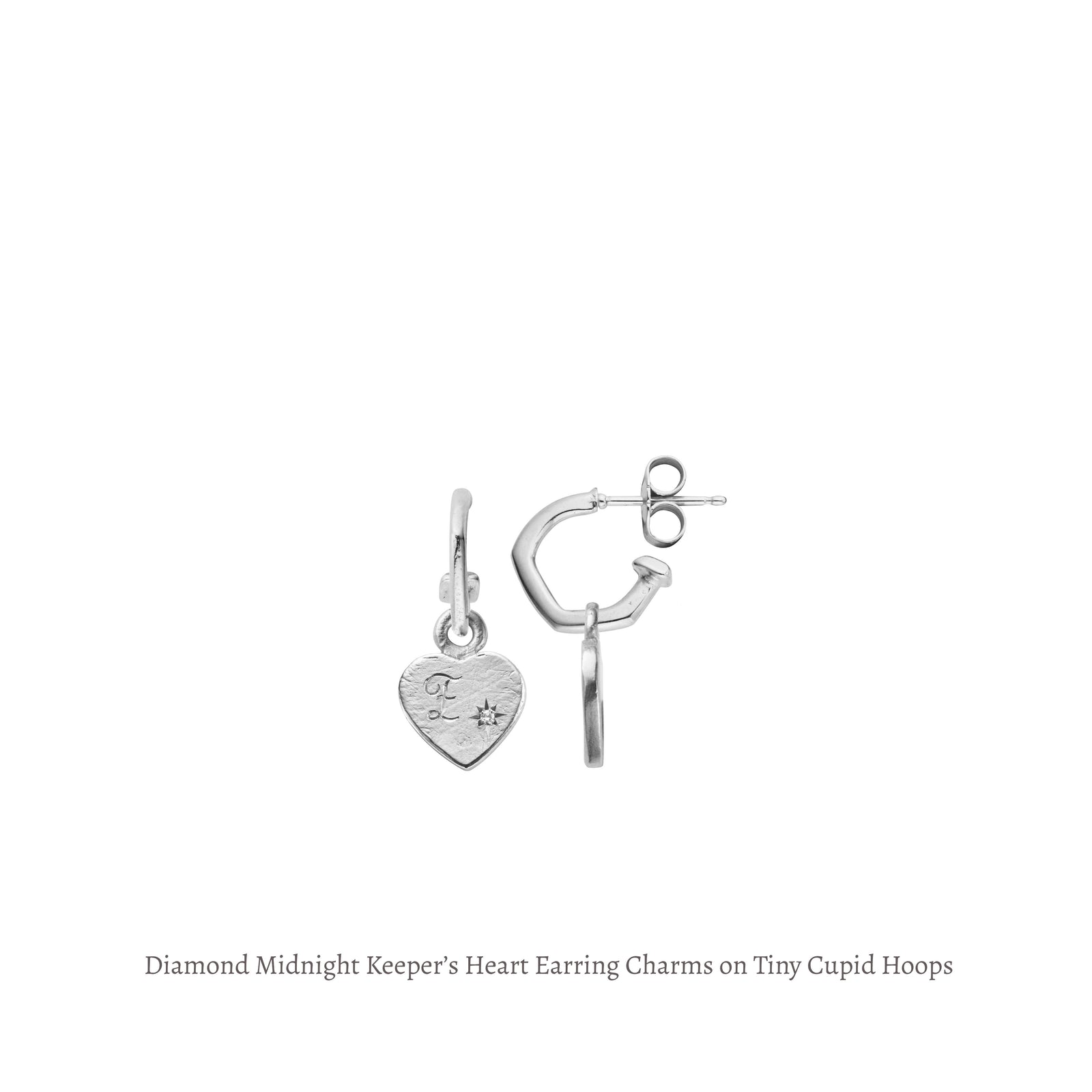 Silver Diamond Midnight Keeper's Heart Earring Charms