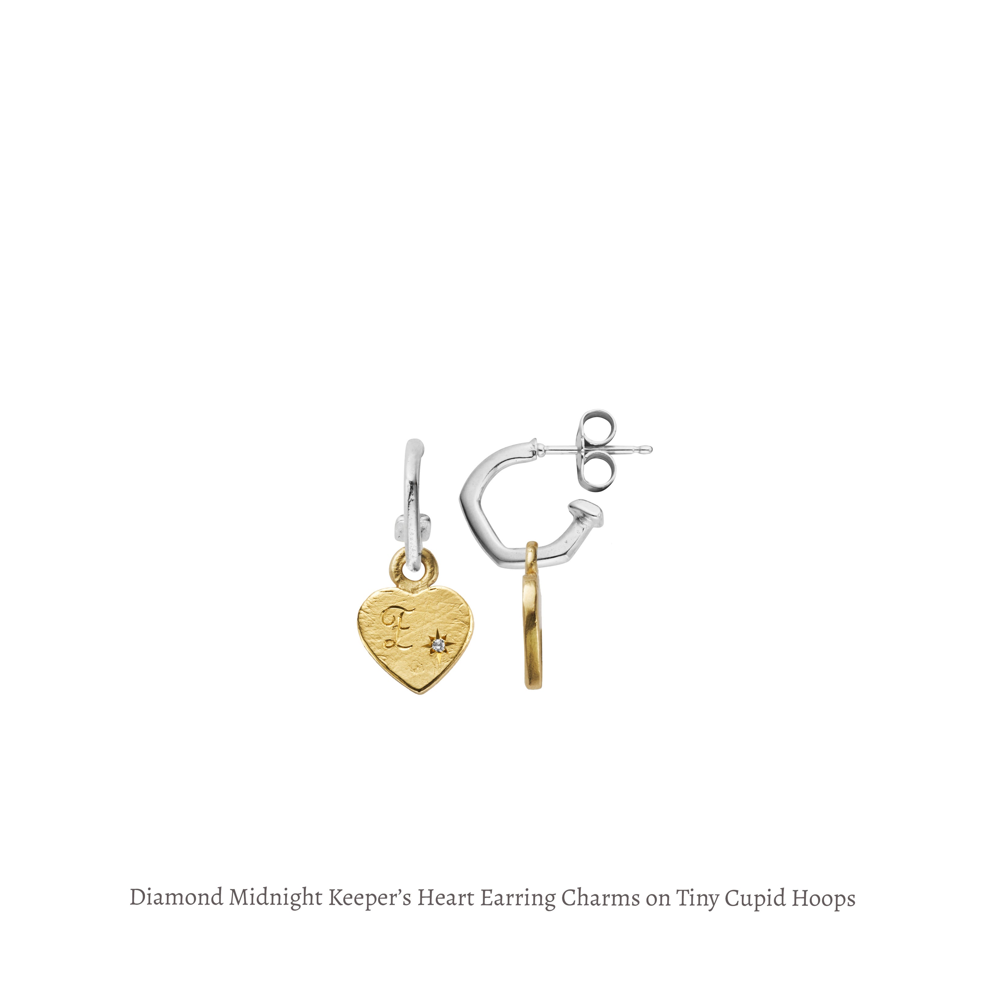 Gold Diamond Midnight Keeper's Heart Earring Charms