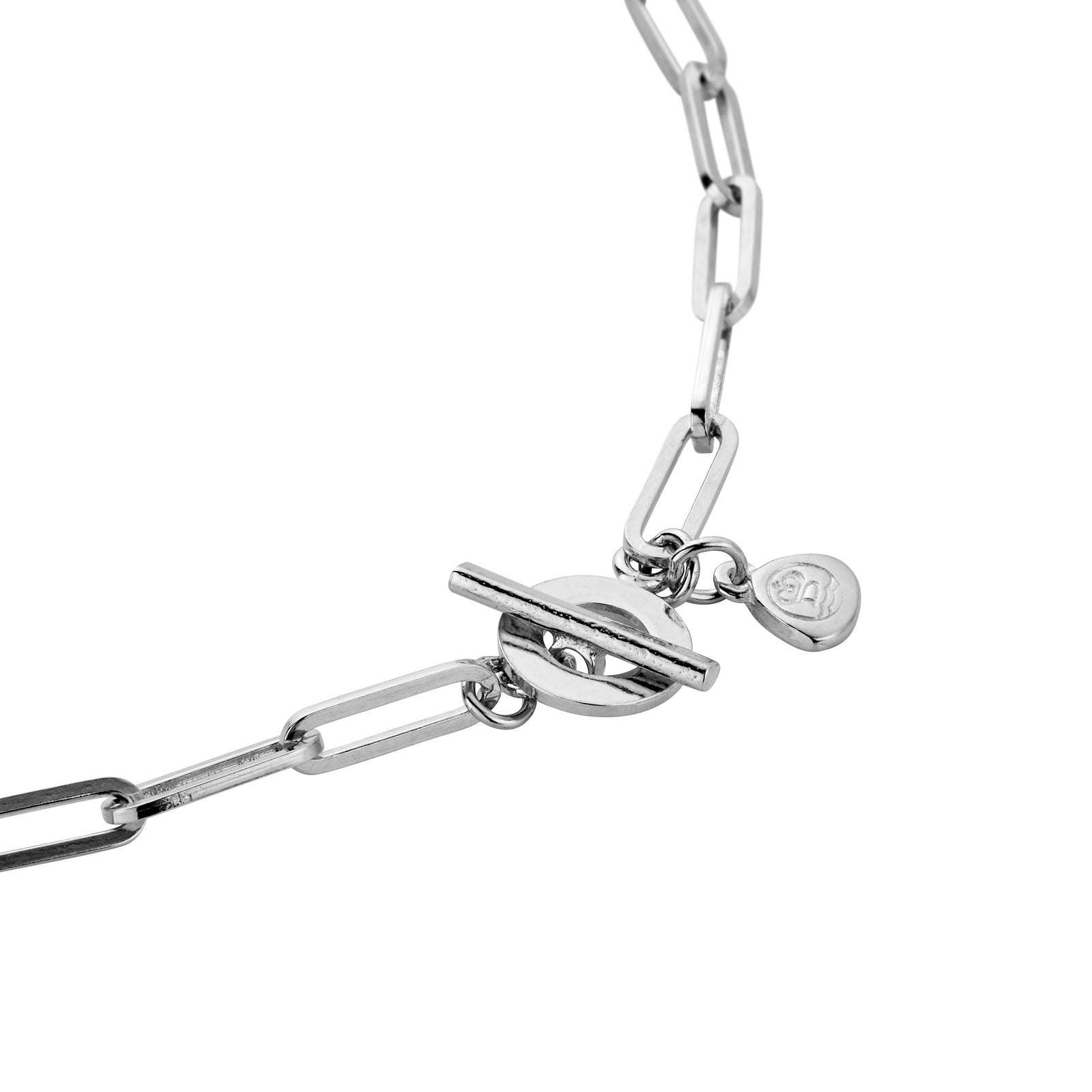 Silver & Gold Diamond Large Crescent Moon Trace Chain Necklace
