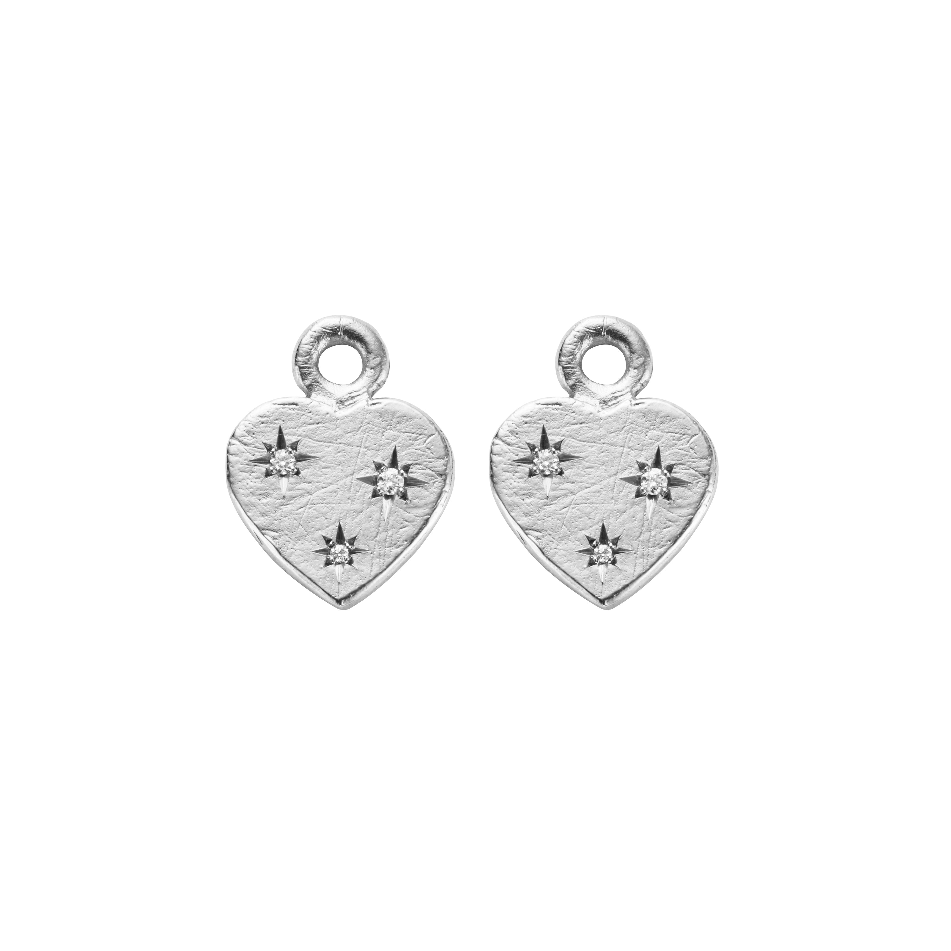 Silver Trio Diamond Midnight Keeper's Heart Earring Charms