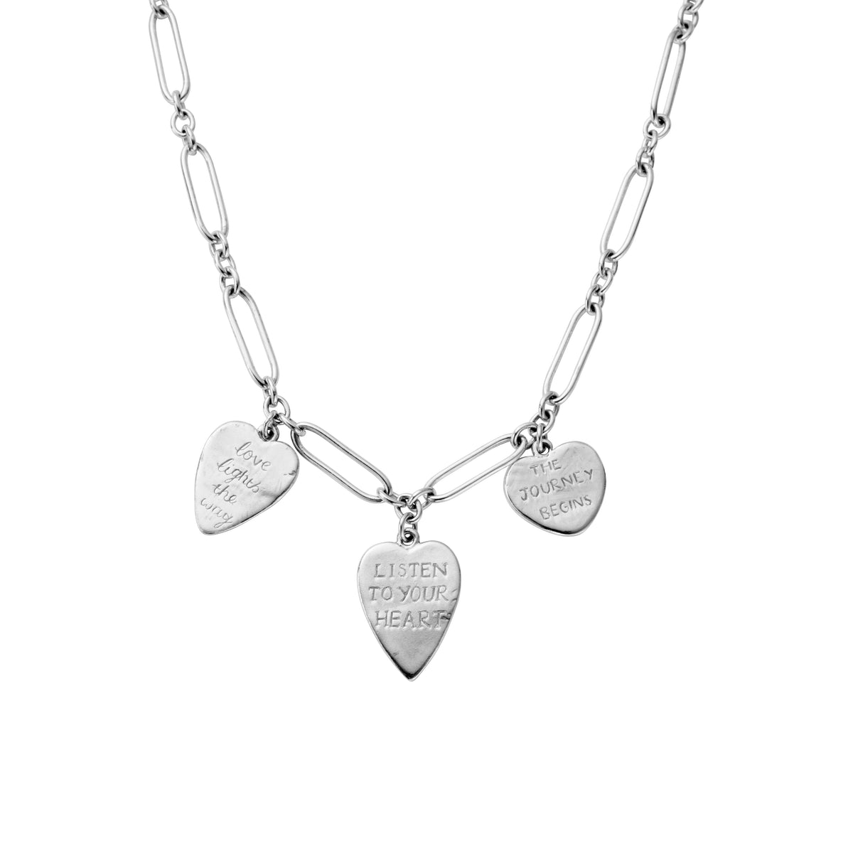 Silver Trio Heart Heart Token Necklace