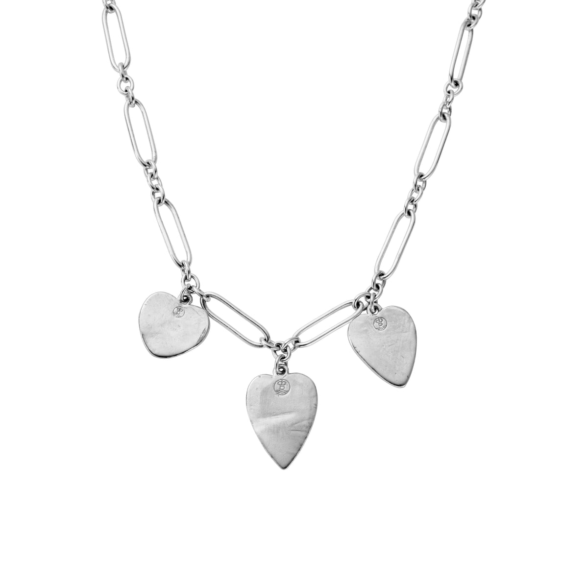 Silver Trio Heart Heart Token Necklace