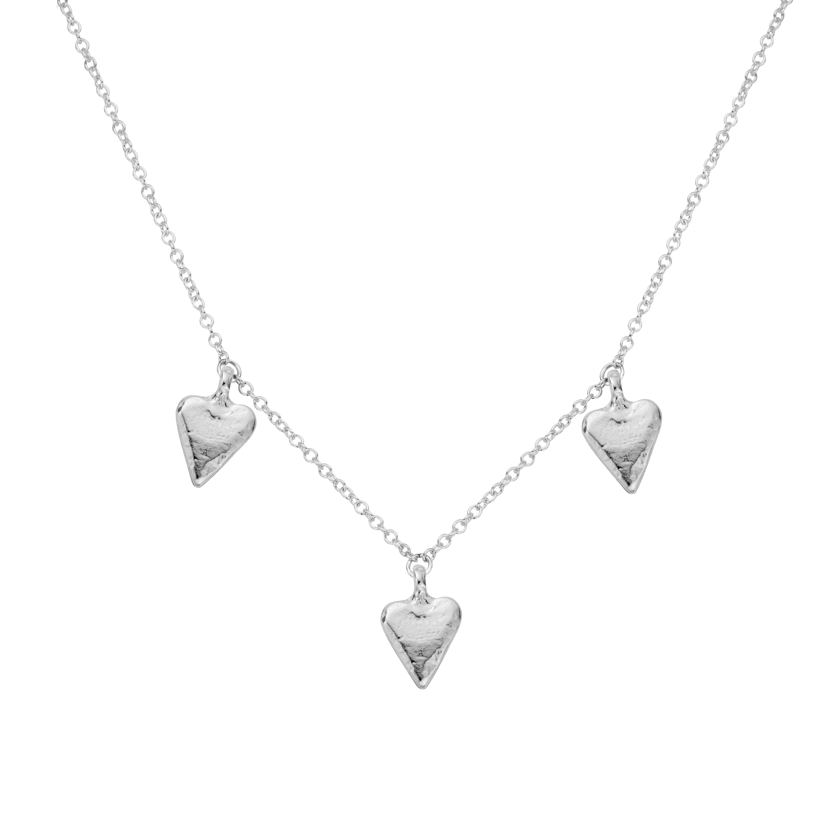 Silver Trio Mini Heart Necklace