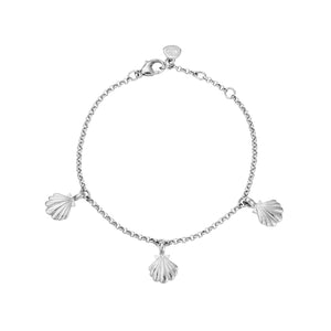 Silver Trio Scallop Shell Chain Bracelet