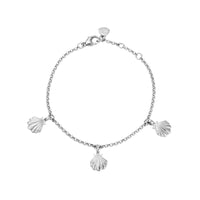 Silver Trio Scallop Shell Chain Bracelet