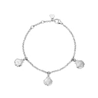 Silver Trio Scallop Shell Chain Bracelet