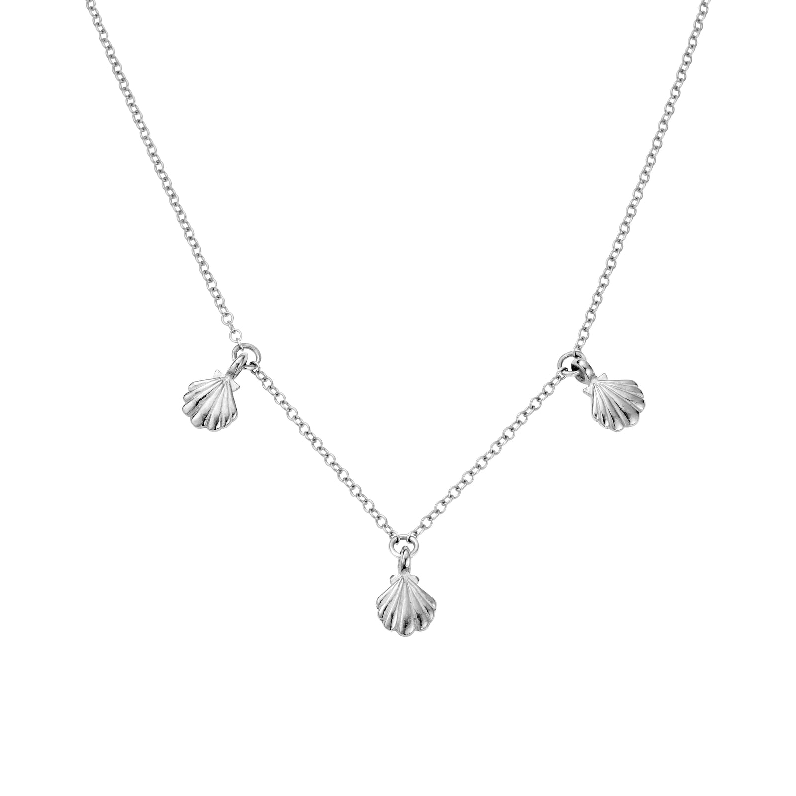 Silver Trio Scallop Shell Necklace