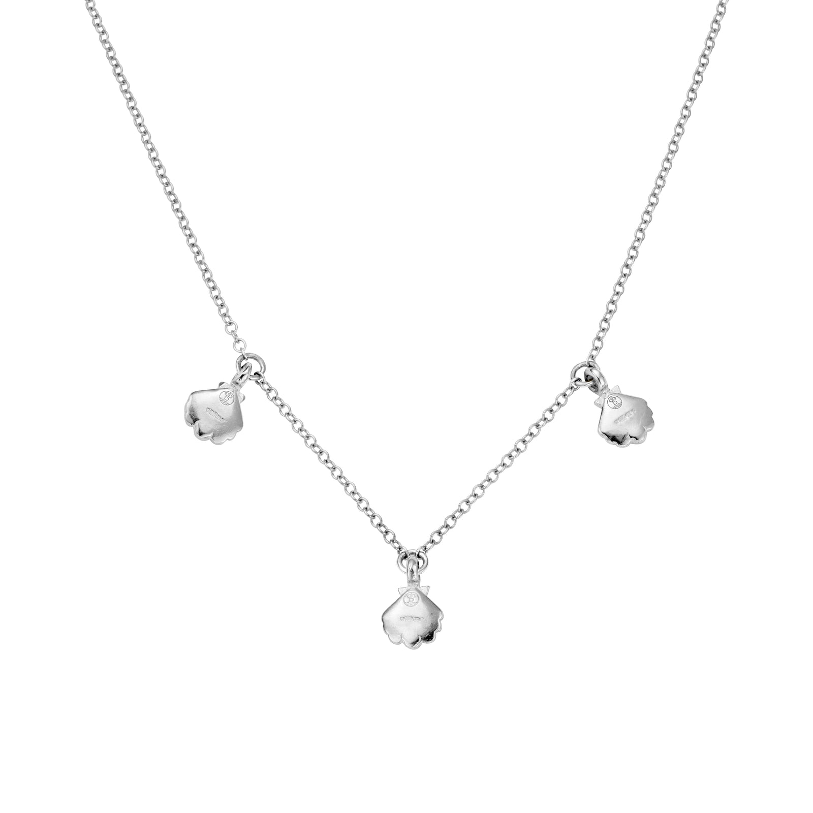 Silver Trio Scallop Shell Necklace