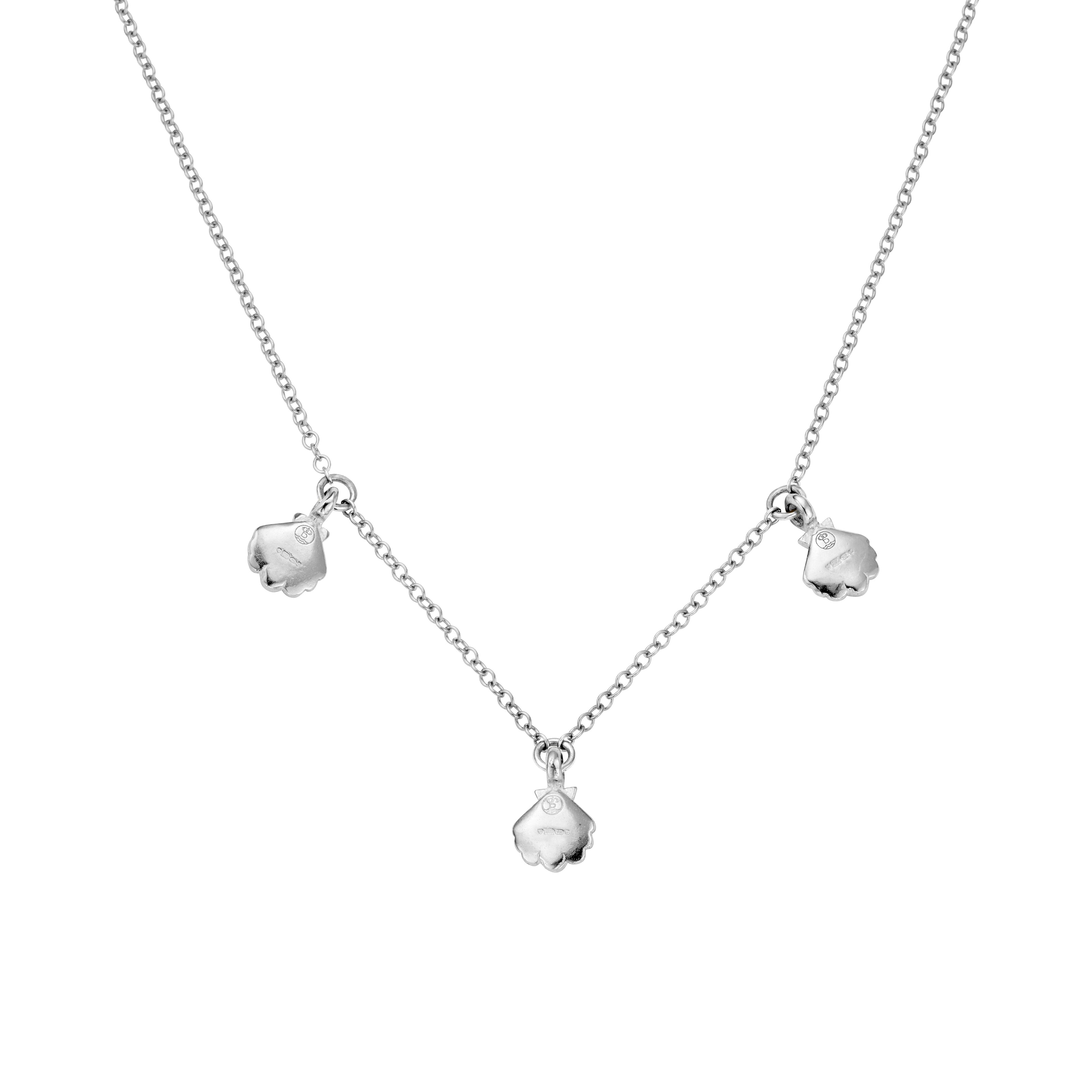 Silver Trio Scallop Shell Necklace