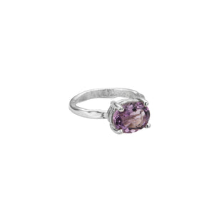 Silver Amethyst Claw Ring