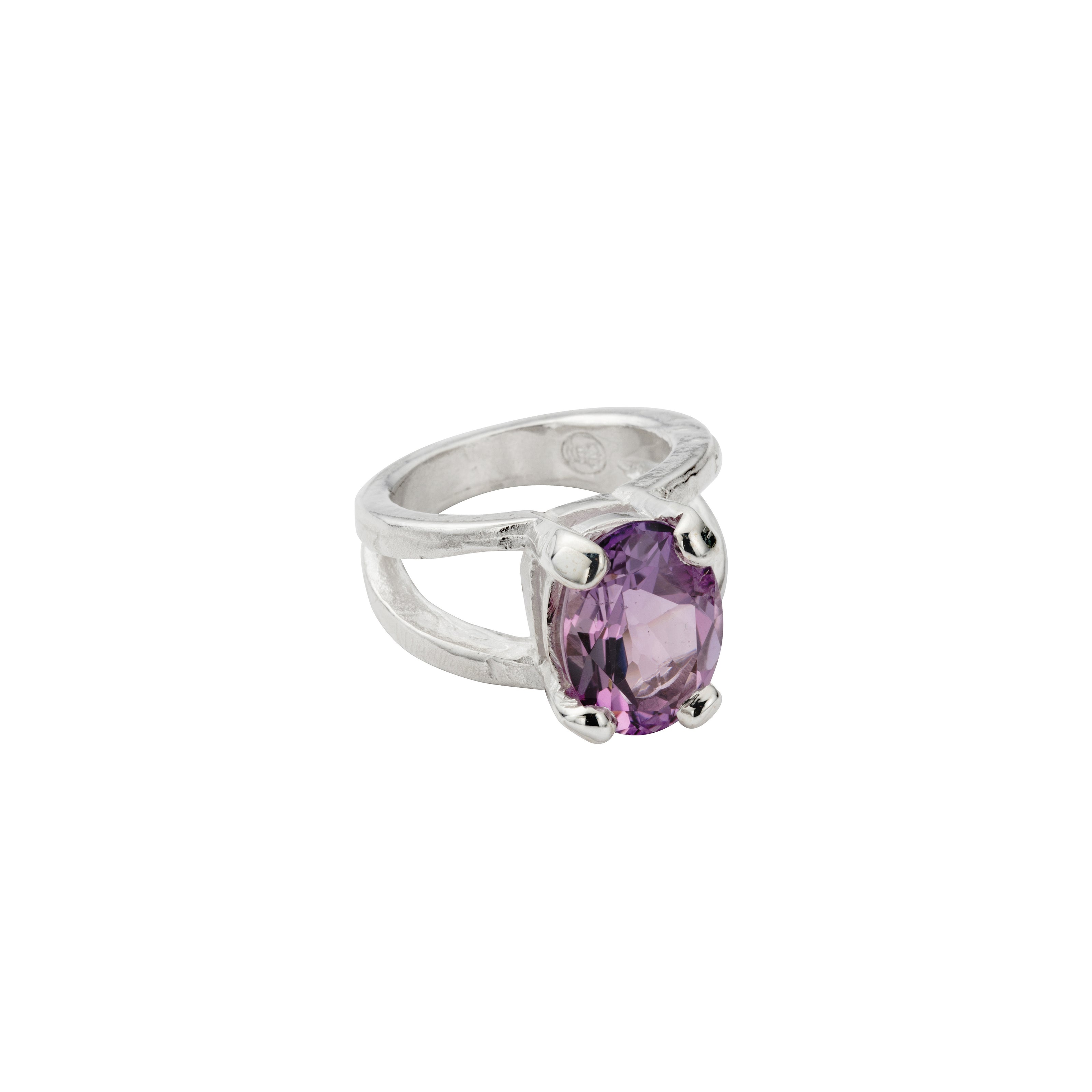 Silver Amethyst Maxi Claw Ring