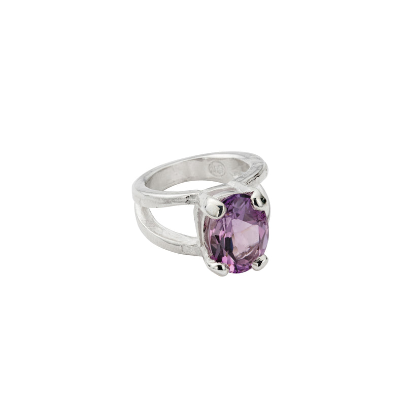 Silver Amethyst Maxi Claw Ring
