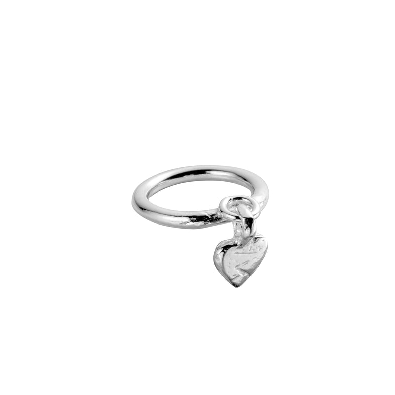 Silver Baby Heart Falling Ring