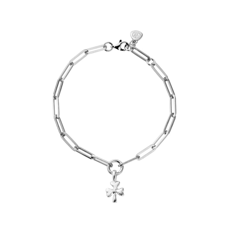 Silver Baby Shamrock Trace Chain Bracelet