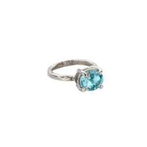 Silver Blue Topaz Claw Ring