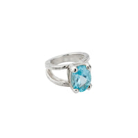 Silver Blue Topaz Maxi Claw Ring