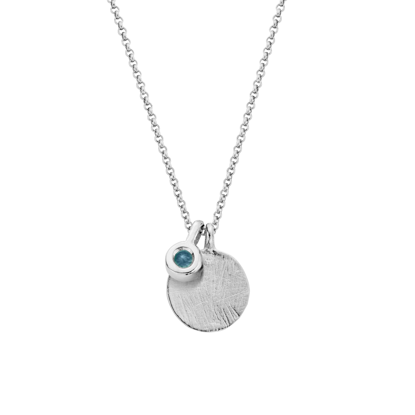 Silver Blue Topaz Moon & Stone Necklace