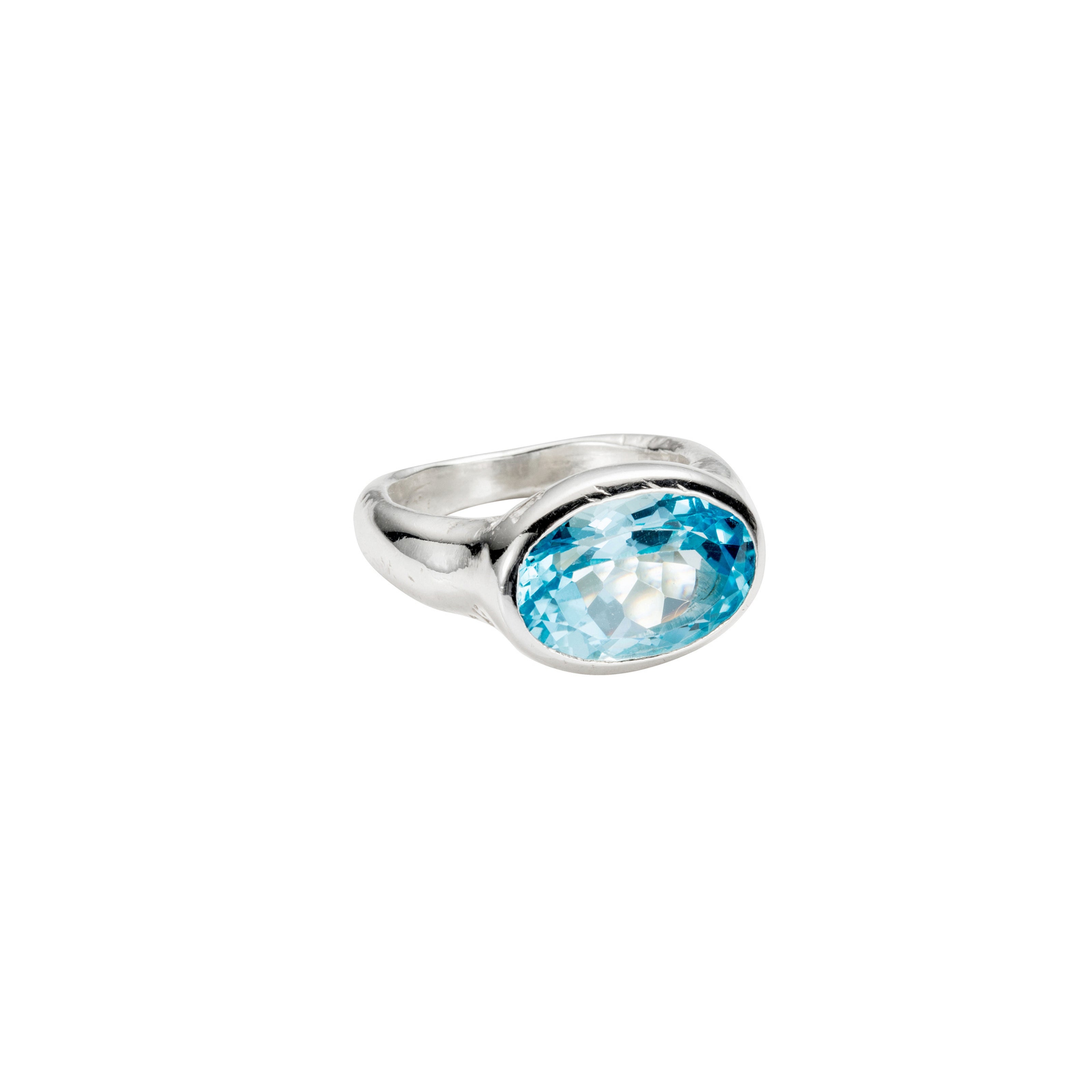 Silver Blue Topaz Treasure Ring