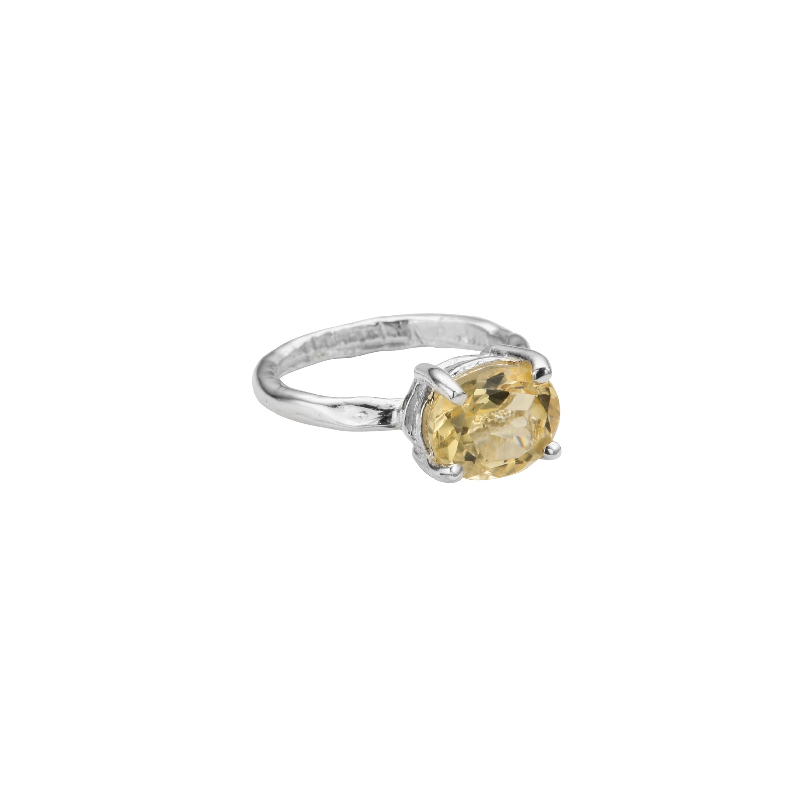 Silver Citrine Claw Ring