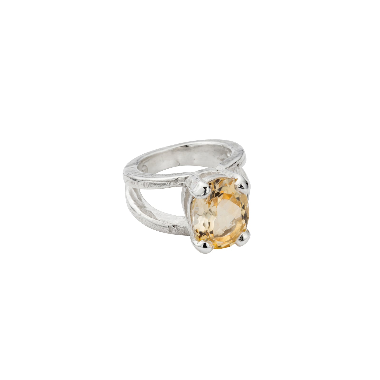 Silver Citrine Maxi Claw Ring