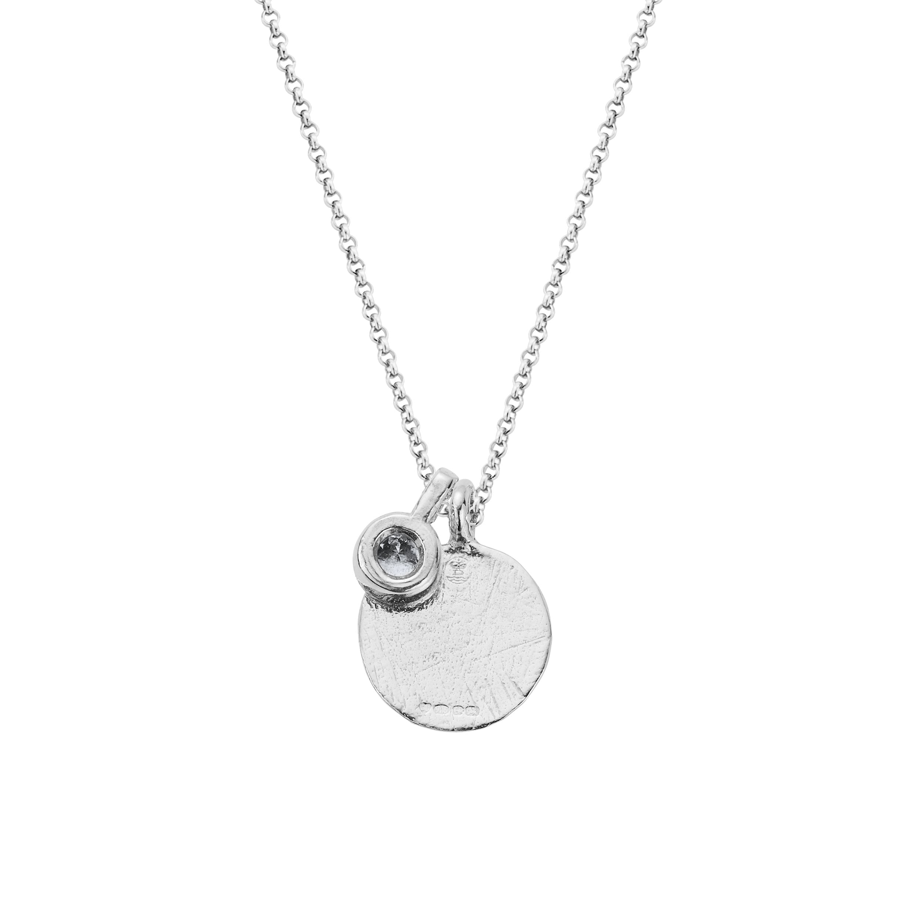 Silver Clear Quartz Moon & Stone Necklace