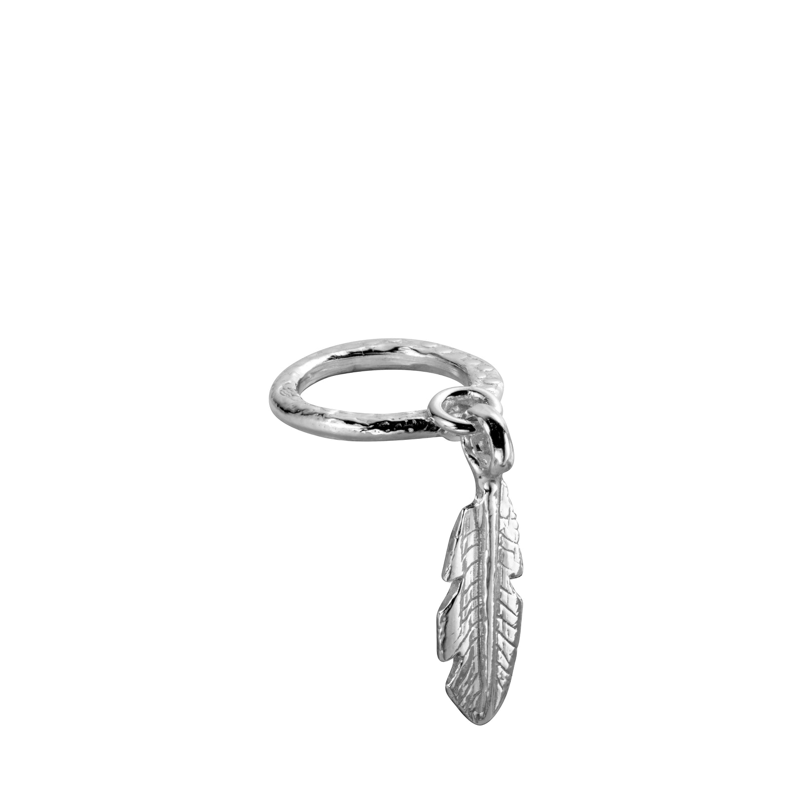 Silver Medium Feather Falling Ring