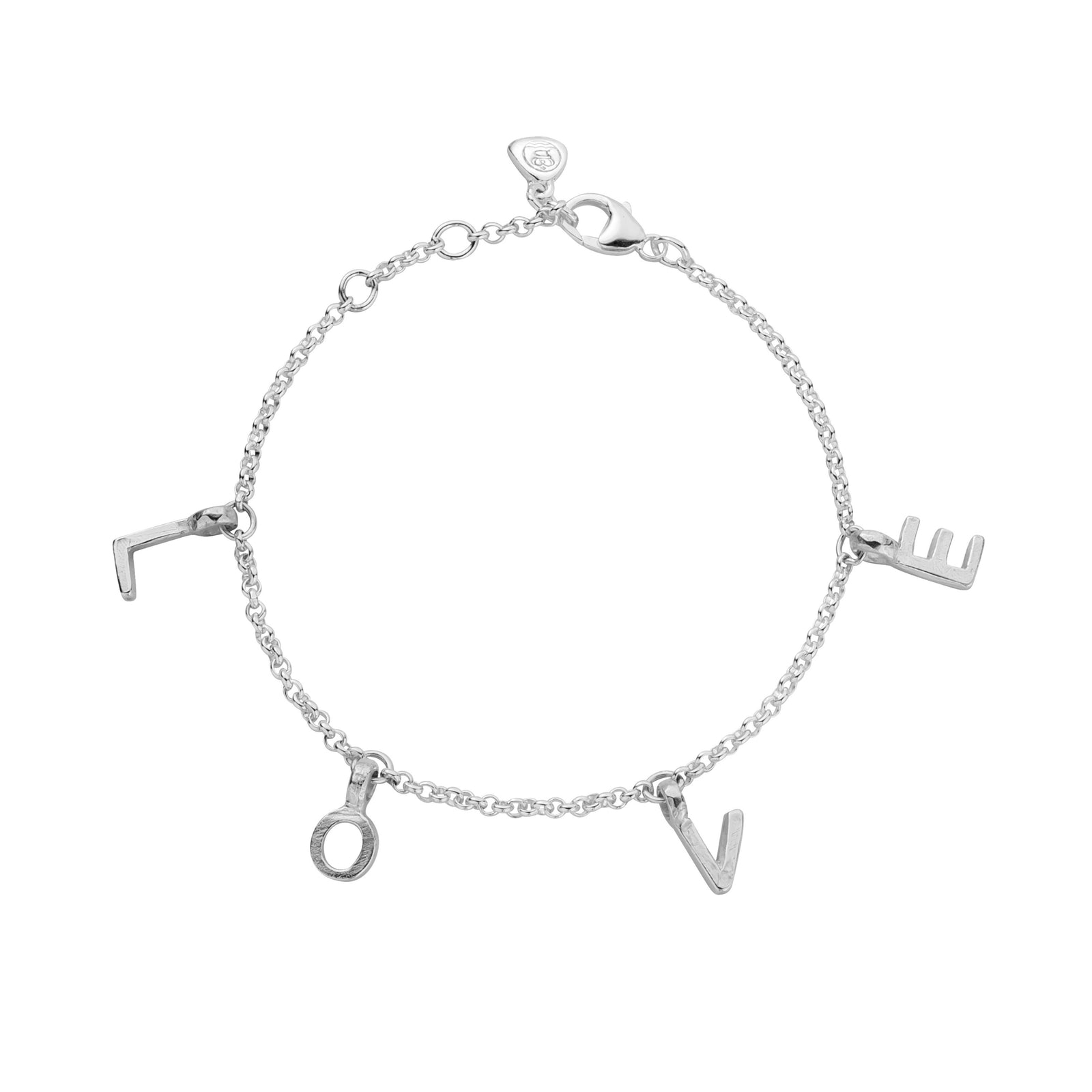 Silver Fixed Alphabet Chain Bracelet