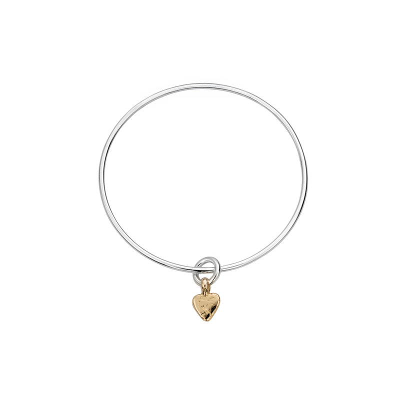 Silver & Gold Baby Heart Bangle