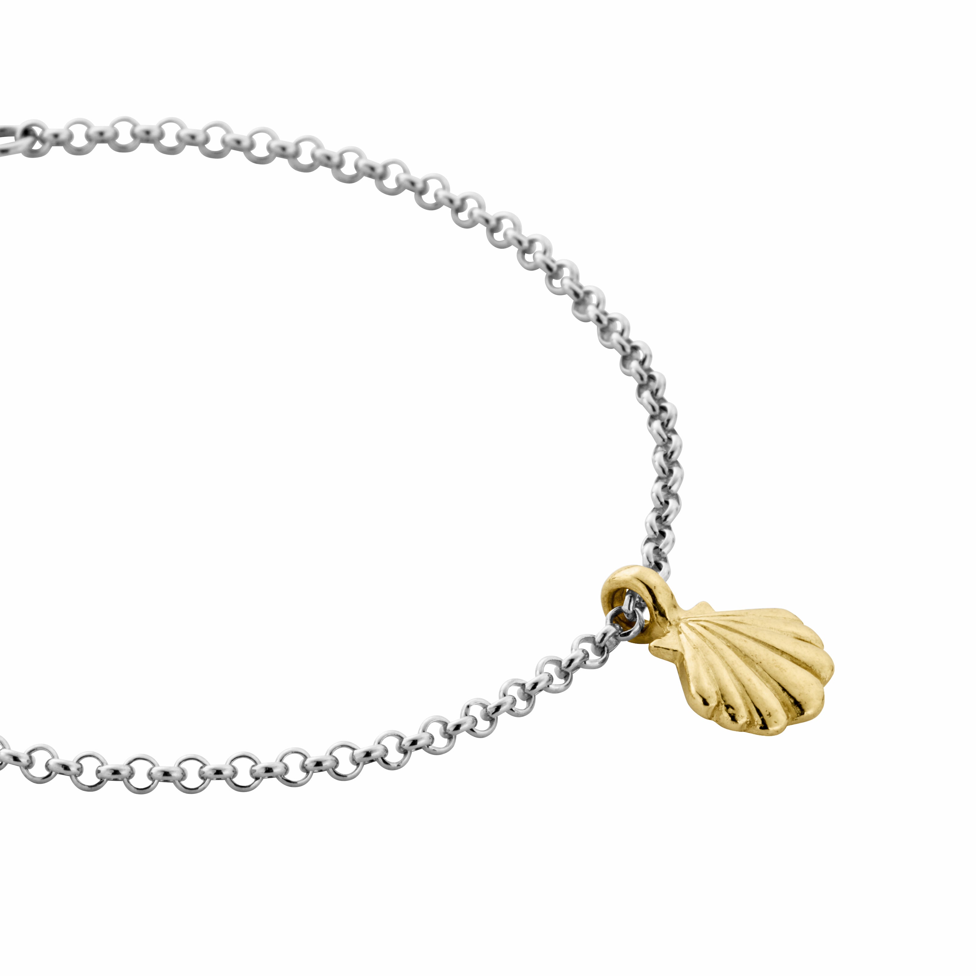 Silver & Gold Scallop Shell Chain Bracelet