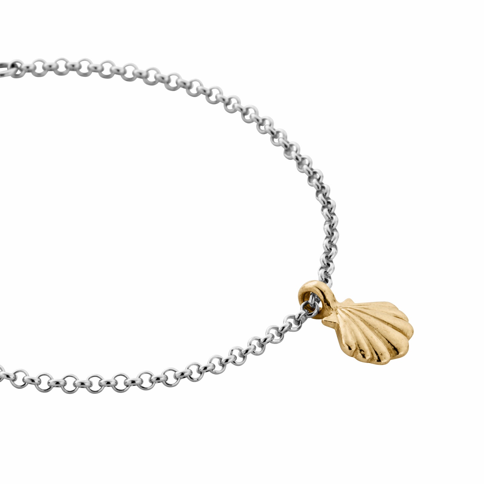 Silver & Gold Scallop Shell Chain Bracelet