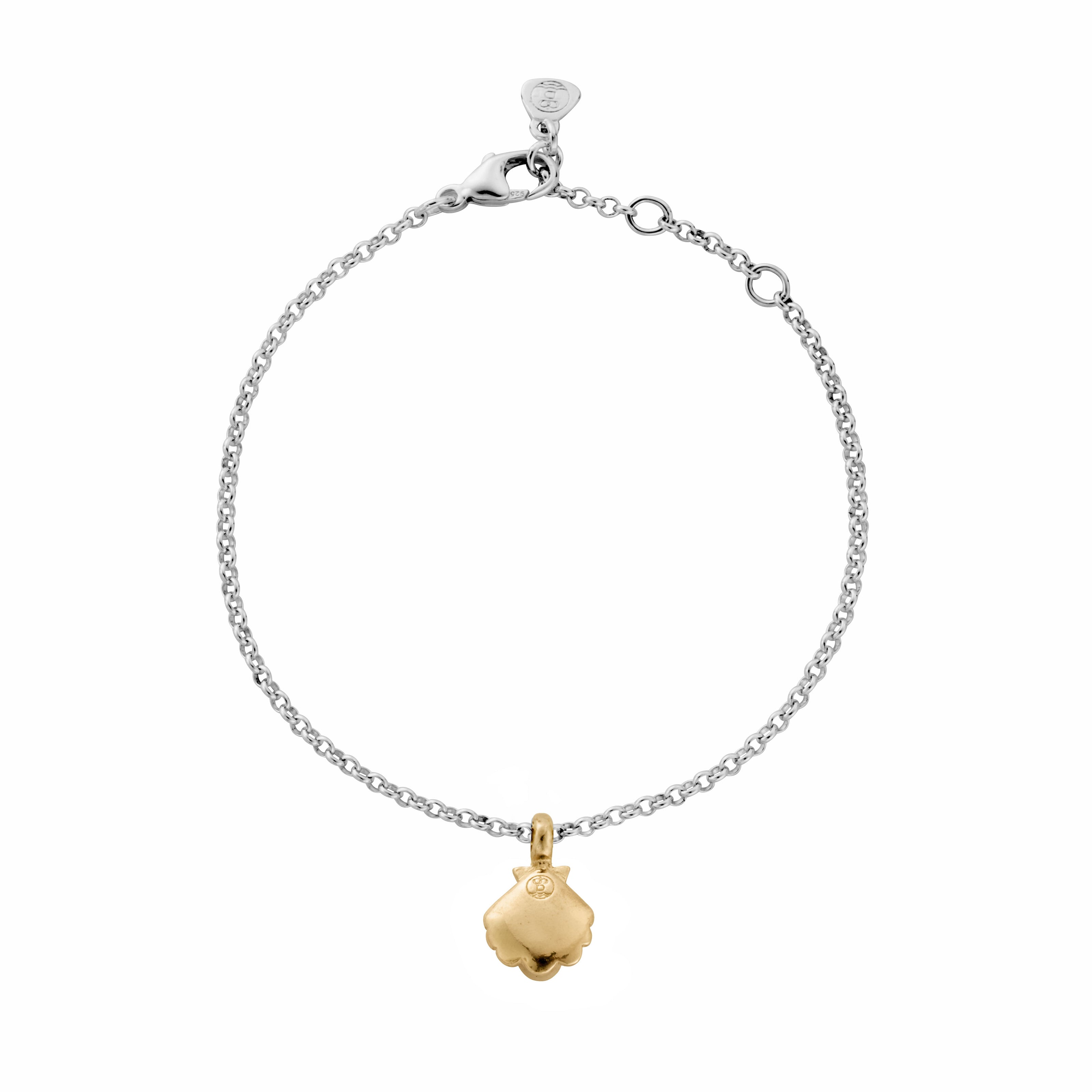 Silver & Gold Scallop Shell Chain Bracelet