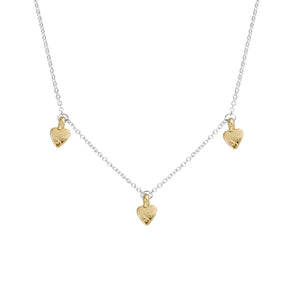 Silver & Gold Trio Baby Heart Necklace