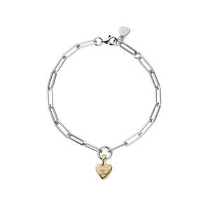Silver & Gold Baby Heart Trace Chain Bracelet